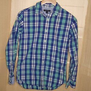 Banana Republic Mint Green Blue Plaid Button Down Small